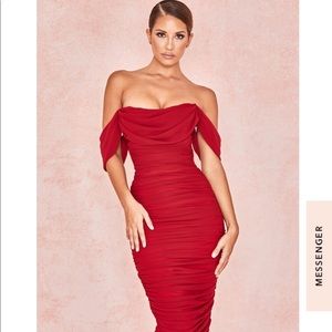 Wine Ruched Draped Chiffon Dress